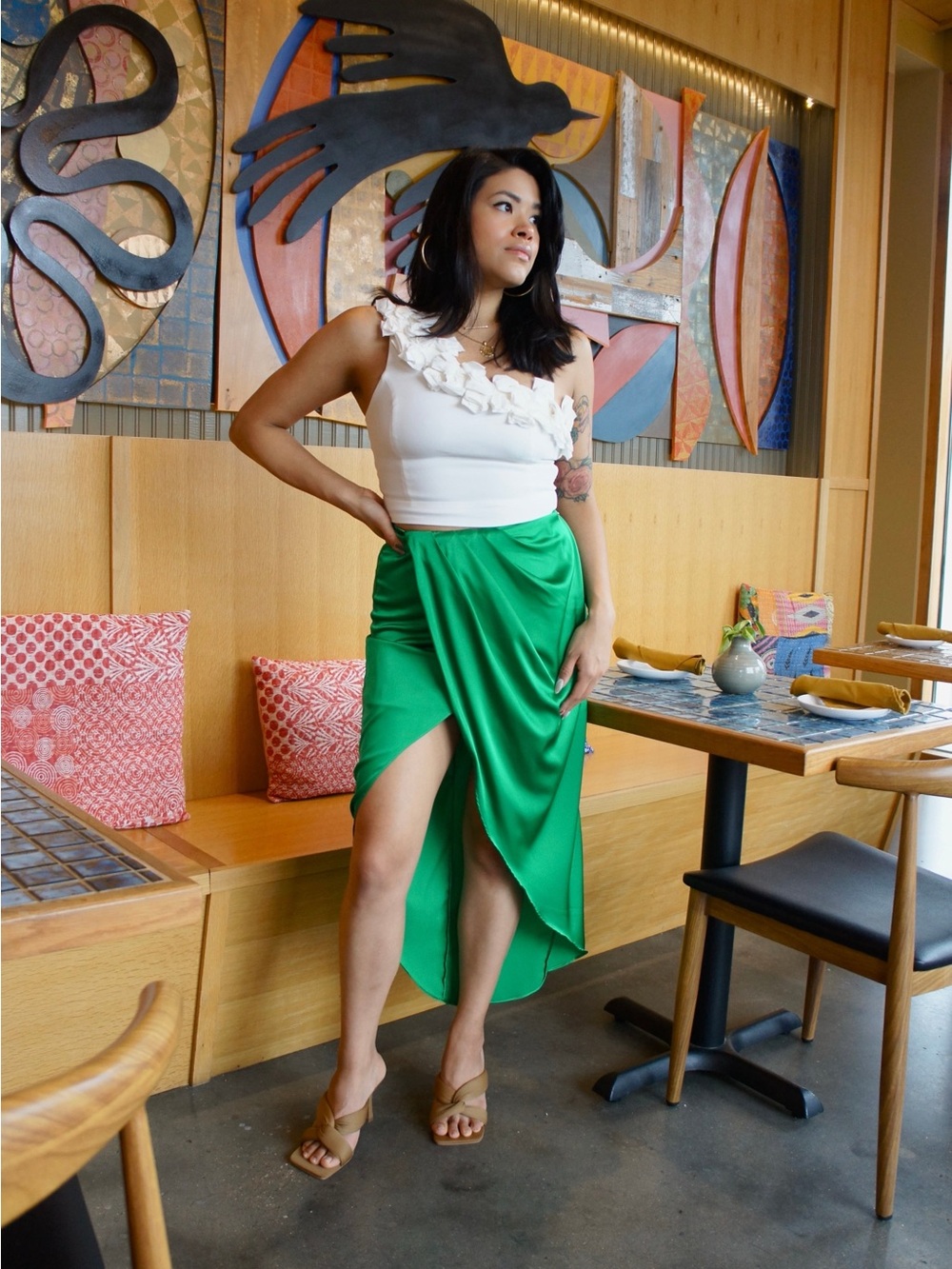 Green Draped Maxi Skirt - Women's Skirt